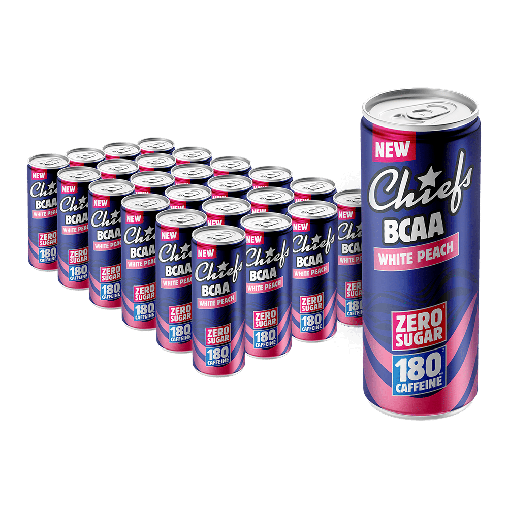 Chiefs BCAA Performance Drink Pêche Blanche 🍑 - Pack 24 x 330ml - Boisson énergie & récupération sans sucre