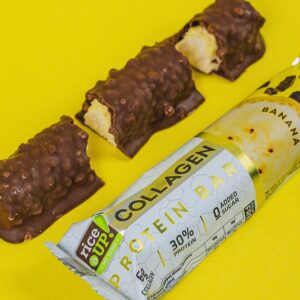 Barres protéinées RiceUP! Collagen Banane 🍌 - 30% protéines, 0 sucre, collagène - Pack 12 x 50g